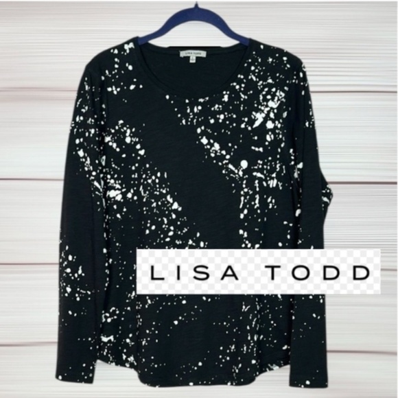 Lisa Todd Tops - Lisa Todd Black/white water spots long sleeve tee, L  CB2478